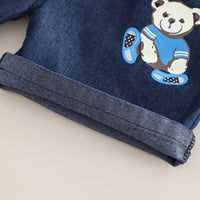 Boys Grey Dollhouse Printed T-Shirt With Denim Shorts Set 2 pc. Sets