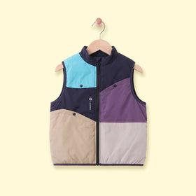 Boys Navy Blue Colorblocked Sleeveless Jacket Coats & Jackets Navy Blue 3-4 Y