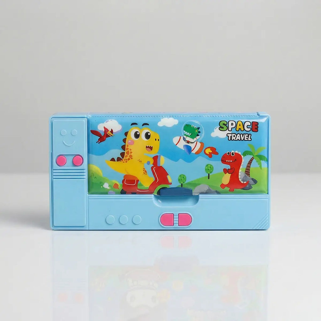 Dinosaur Space Travel Magnetic Pencil Box for Kids Trending Accessories Blue Onesize