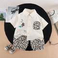 Boys Beige Animal Print Shirt with Elasticated Shorts Sets 2 pc. Sets Beige 1-2 Y