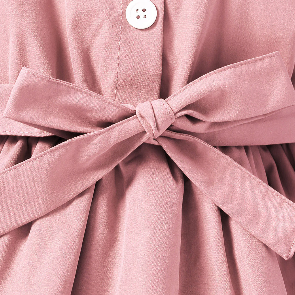 Girls Pink Sleeveless Shoulder Strap Ruffles Dress Casual Dresses