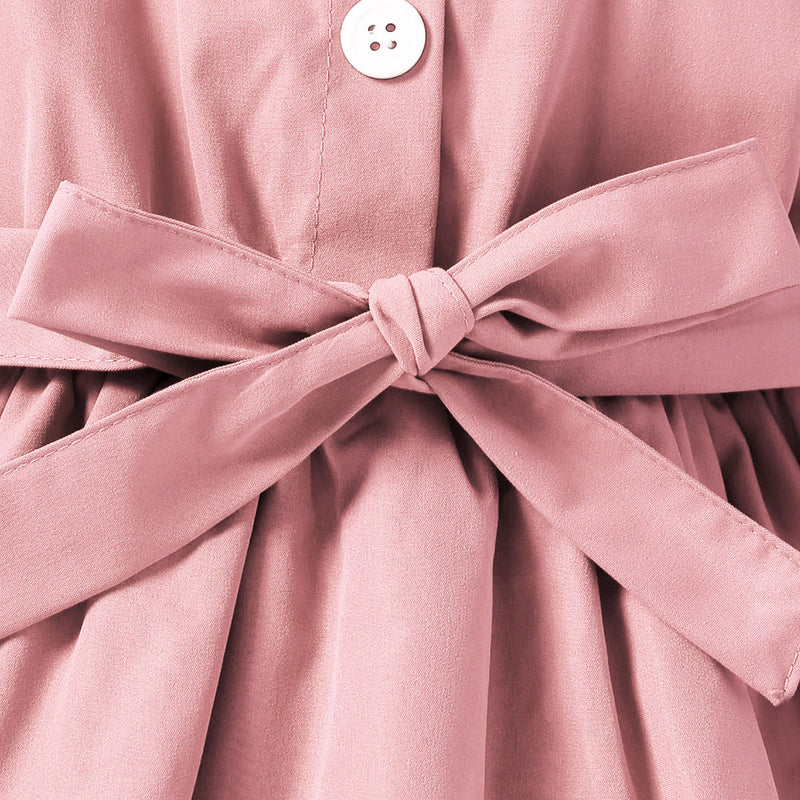 Girls Pink Sleeveless Shoulder Strap Ruffles Dress Casual Dresses