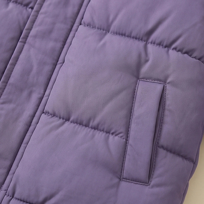 Girls Purple Fleece-Lined Hooded Puffer Jacket Coats & Jackets