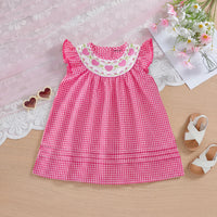 Girls Pink Embroidered Flutter Sleeve Dress Casual Dresses Pink 1-2 Y