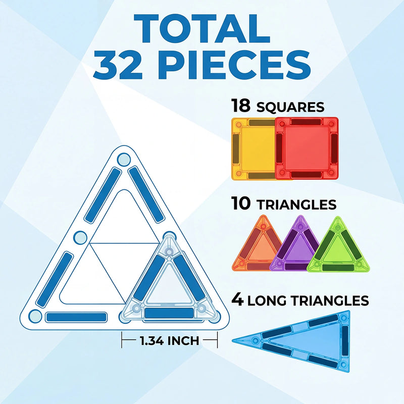 26 Pieces - Mini Magnetic Tiles Travel Set Trending Accessories