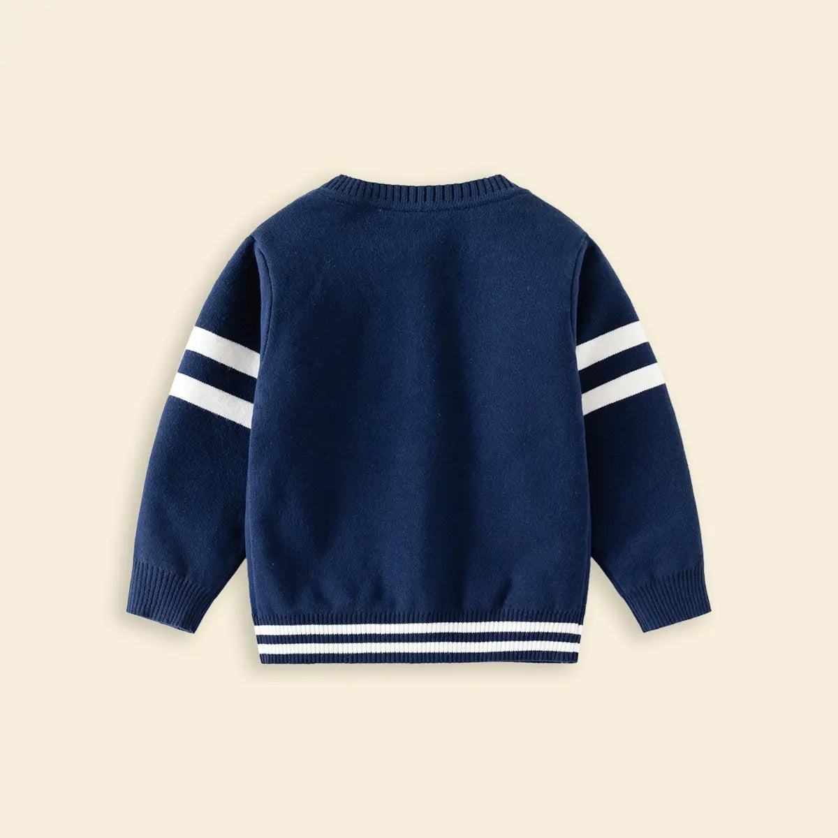 Boys Navy Blue Bear Applique Knitted Cardigan Sweaters & Cardigans