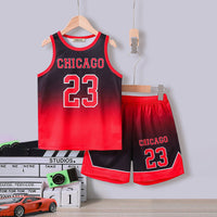 Boys Red Alphanumeric Printed Sleeveless T-Shirt With Shorts Set 2 pc. Sets Red 7-8 Y