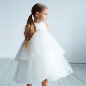 Girls Sleeveless Frill Layard Fit & Flare Dress Party Dresses   