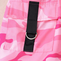 Girls Pink Crop Top & Camisole With Printed Shorts Set Sets