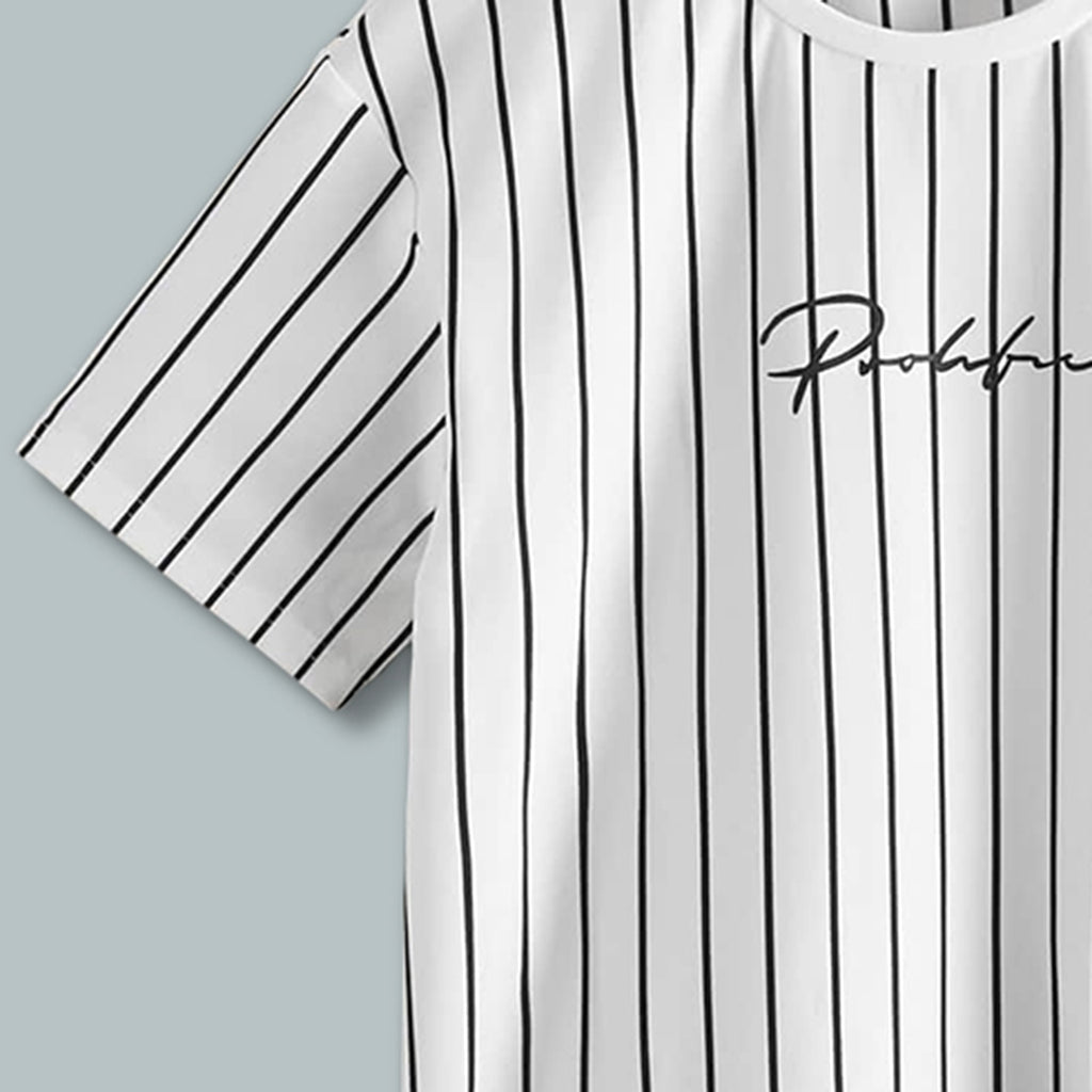 Boys Black And White Striped Short Sleeves T-Shirt ( Pack Of 2 ) Tshirts