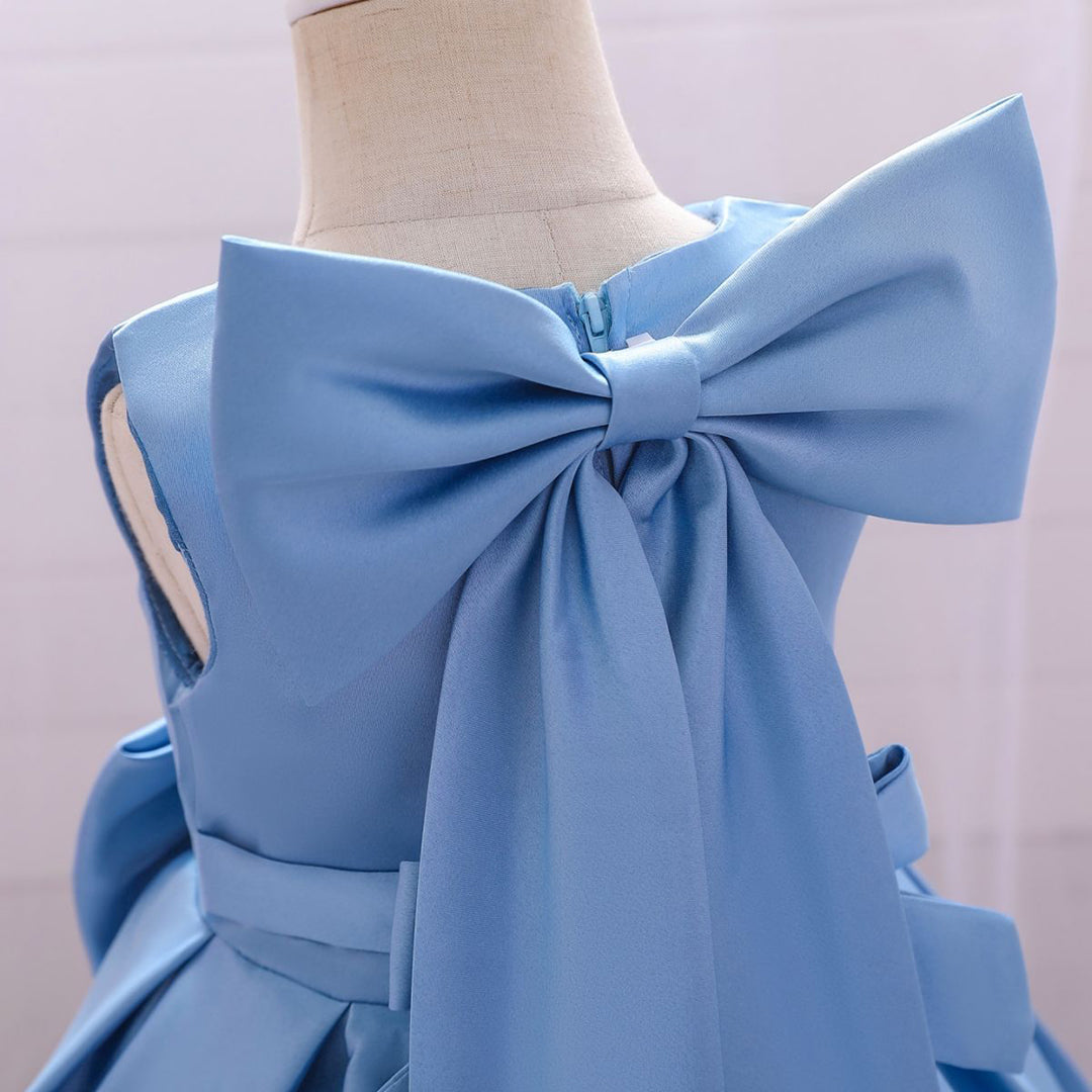 Girls Bow Applique Party Wear Dress Party Dresses   