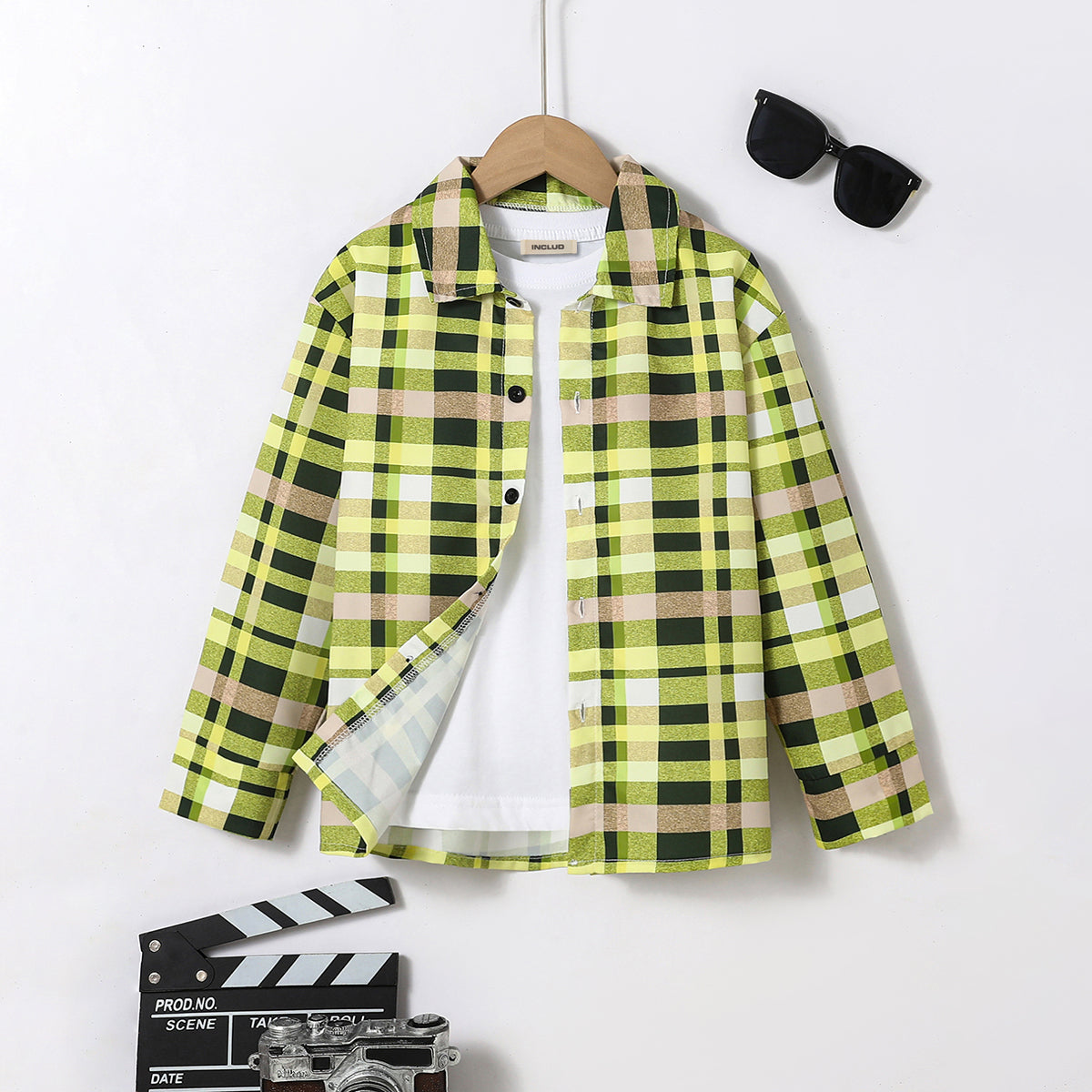 Boys Yellow Checked Long Sleeves Winter Shirts Shirts