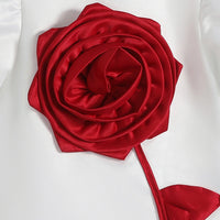 Girls White Pearl Embellished A-line Party Dress With 3D Flower applique Party Dresses