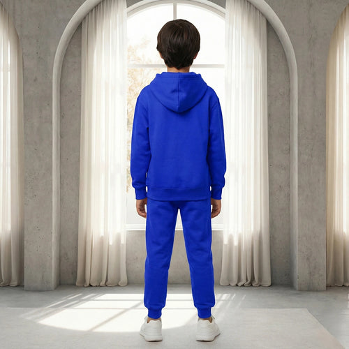 Boys Dark Blue K-Pop Star Graphics Hoodie With Jogger Co-ord Sets Sets