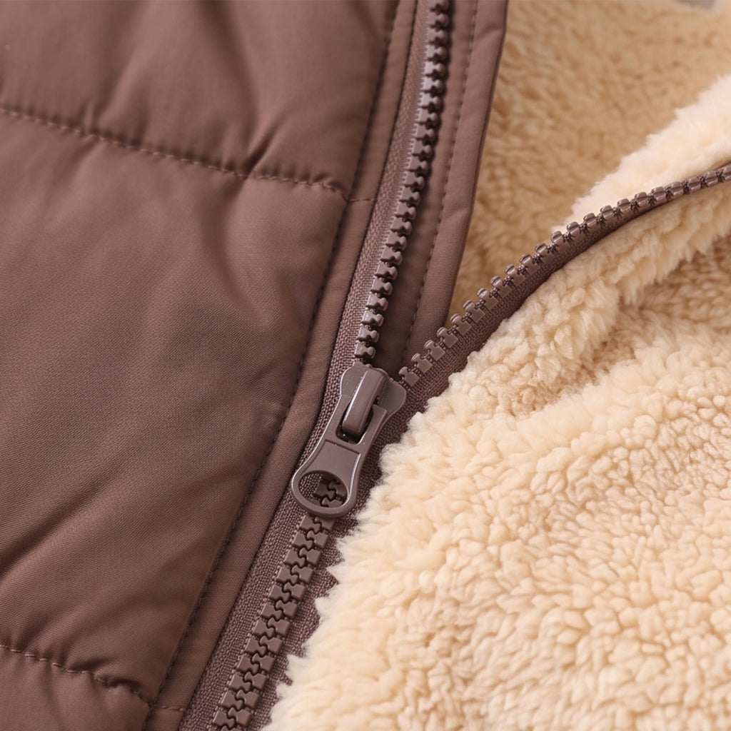 Boys Brown Fleece-Lined Hooded Puffer Jacket Coats & Jackets