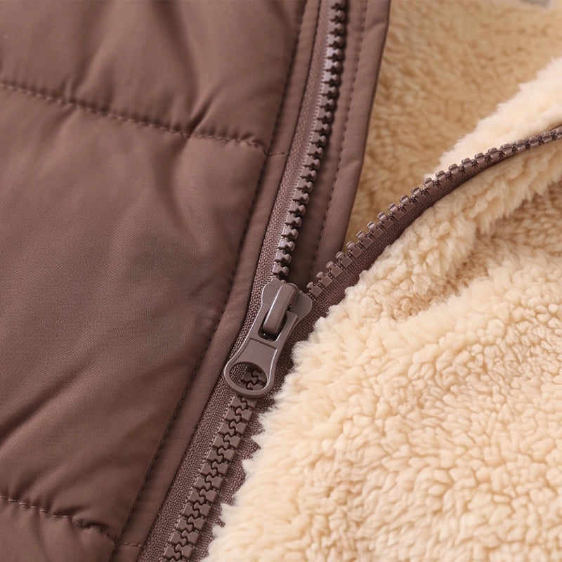 Boys Brown Fleece-Lined Hooded Puffer Jacket Coats & Jackets