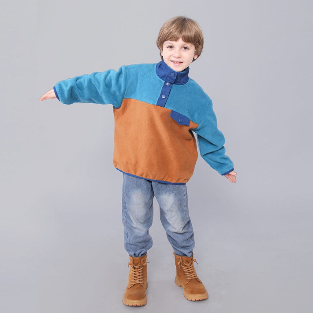 Boys Blue Solid Solid Pullover Sweatshirt Sweatshirts & Hoodies