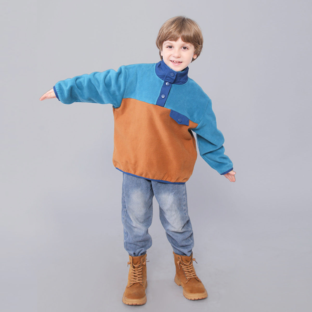 Boys Blue Solid Solid Pullover Sweatshirt Sweatshirts & Hoodies