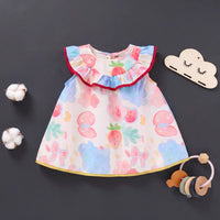 Girls Pink Printed Sleeveless A-Line Dress With Ruffle Details Casual Dresses Pink 1-2 Y