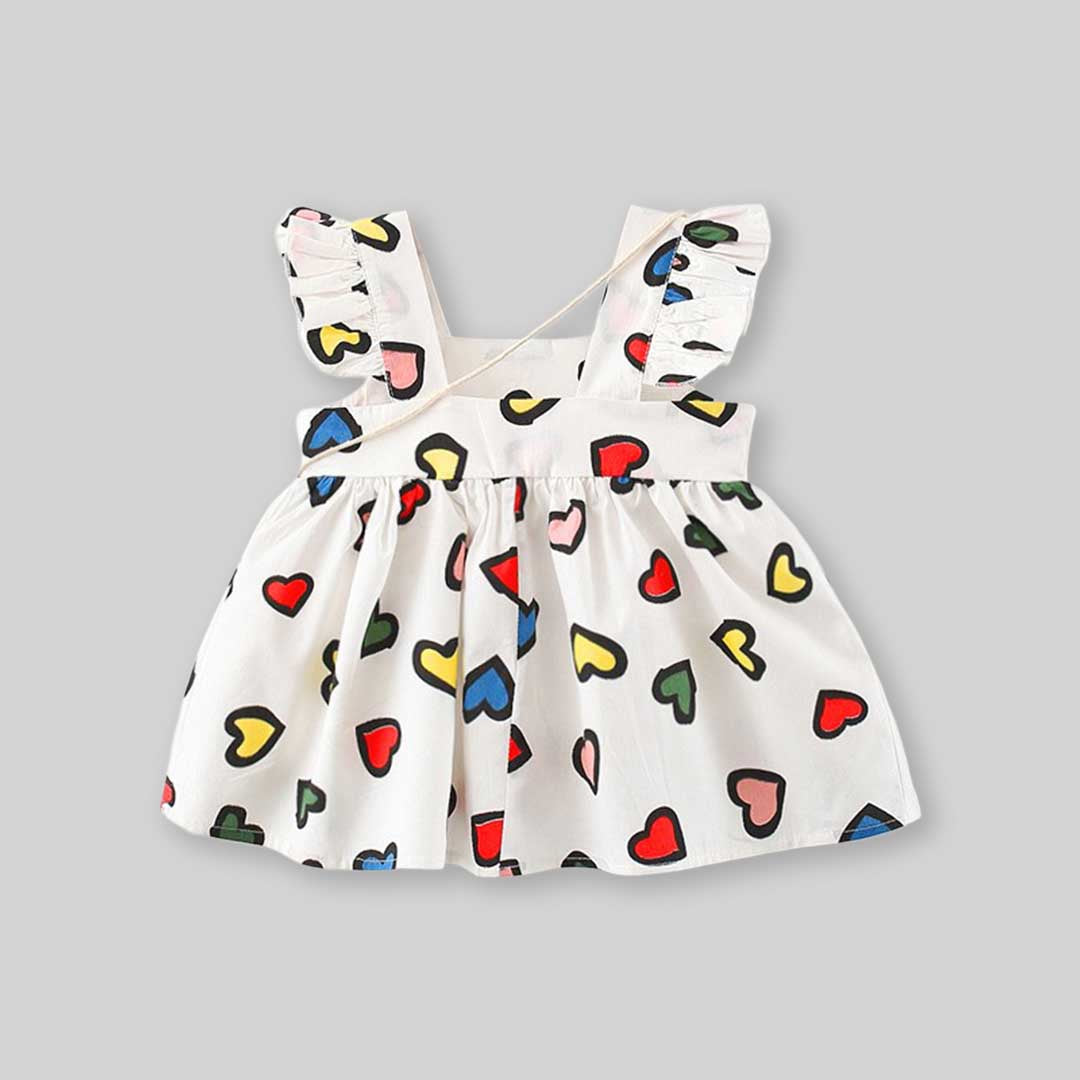 Girls Sleeveless Heart Print Top Tops   