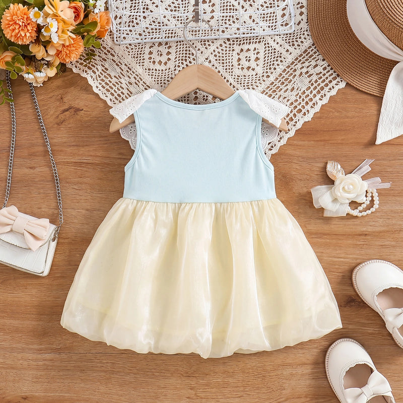 Girls Light Blue Sleeveless Balloon Dress Casual Dresses