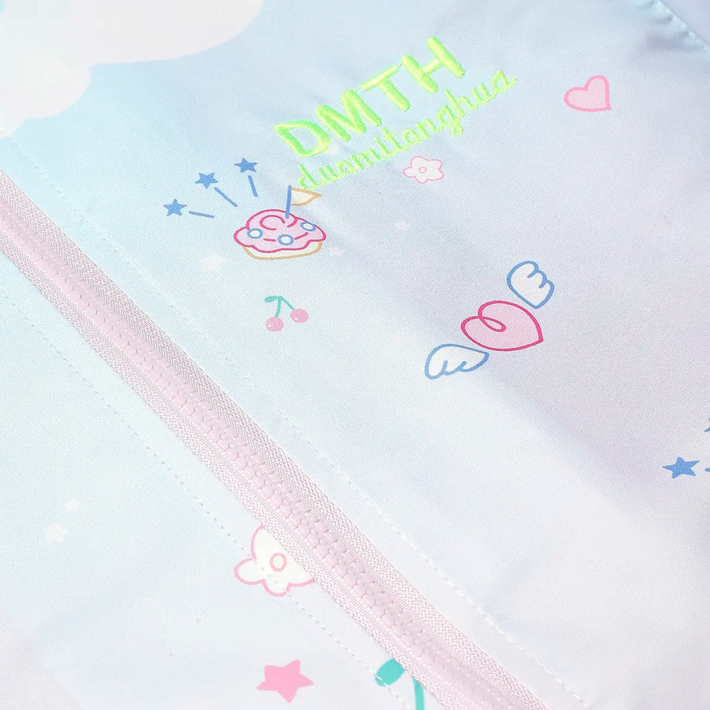 Girls Pink Cinnamoroll Cartoon Printed Hooded Zipper Jacket Coats & Jackets