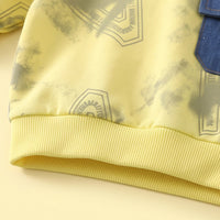 Boys Yellow Abstract Polo Sweatshirt & Denim Cargo Pants Sets Sets