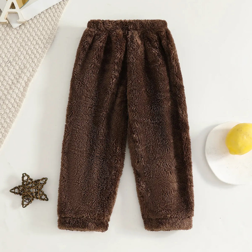 Girls Dark Brown Polar Fleece Zipper Jacket With Jogger Co-ord Sets Sets