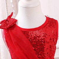 Girls Red Sequined Fit & Flare Party Wear Dress Party Dresses