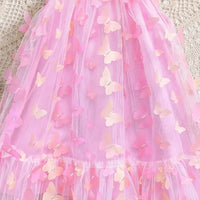 Girls Pink Butterfly Applique Sleeveless A-line Party Dress Party Dresses