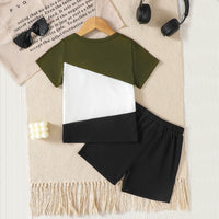 Boys Multicolor Short Sleeves T-Shirt With Black Shorts Set 2 pc. Sets