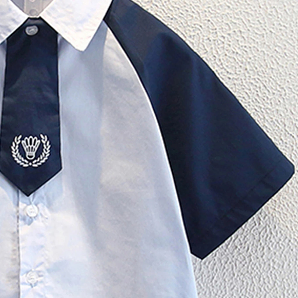 Boys Blue Colorblocked Short Sleeves Shit With Shorts Set Sets