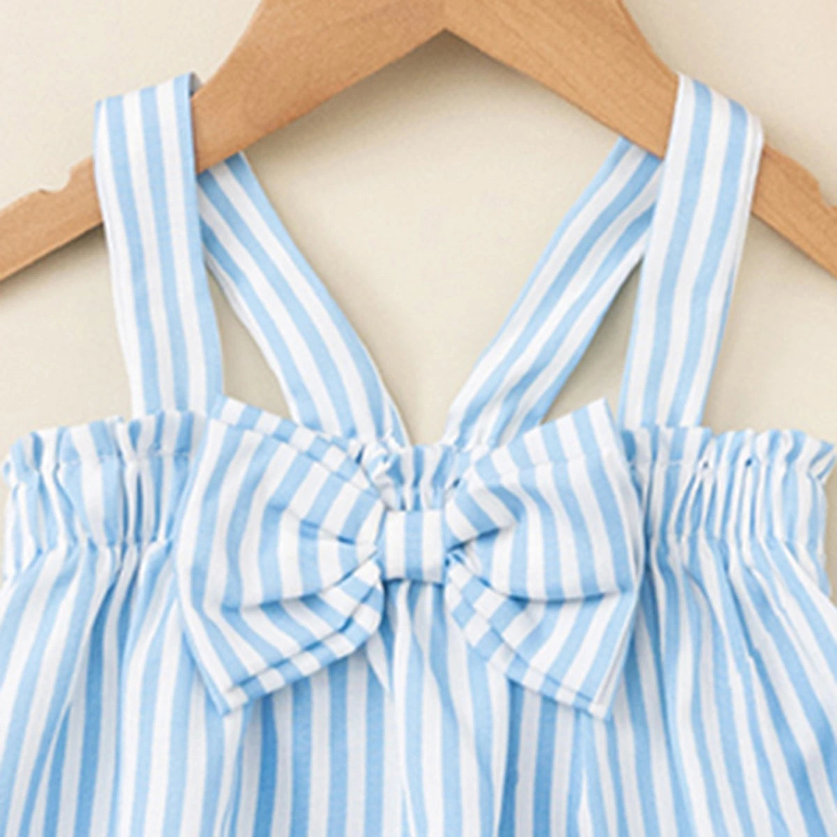 Girls Light Blue Stripes Sleeveless Top With Shorts Set Sets