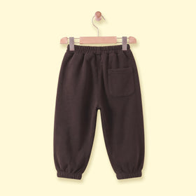 Boys Dark Brown Bear Applique Jogger Joggers