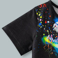 Boys Black Dinosaur Printed Glow in the Dark T-Shirt & Shorts Set 2 pc. Sets