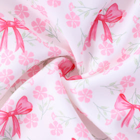 Girls Pink Bow Printed Fit & Flare Winter Casual Dress Casual Dresses