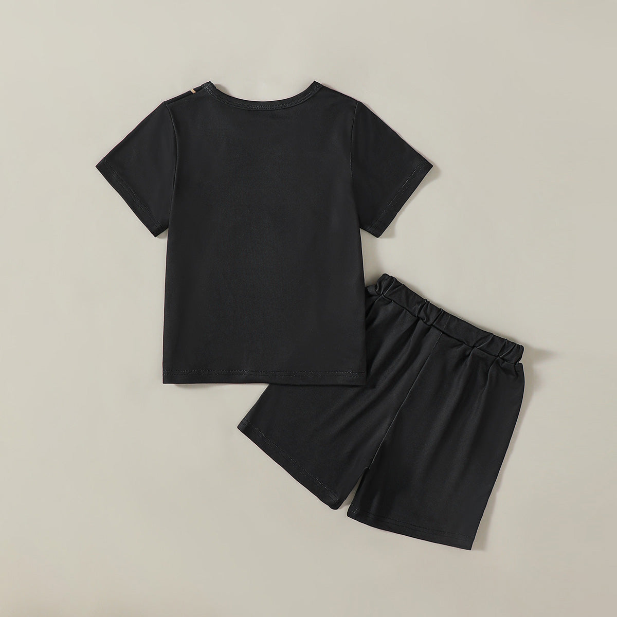 Boys Black Stripes Print Short Sleeve T-Shirt With Shorts Set 2 pc. Sets