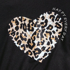 Girls Black Short Sleeves T-Shirt With Leopard Printed Legging Set 2 pc. Sets