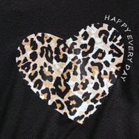 Girls Black Short Sleeves T-Shirt With Leopard Printed Legging Set 2 pc. Sets