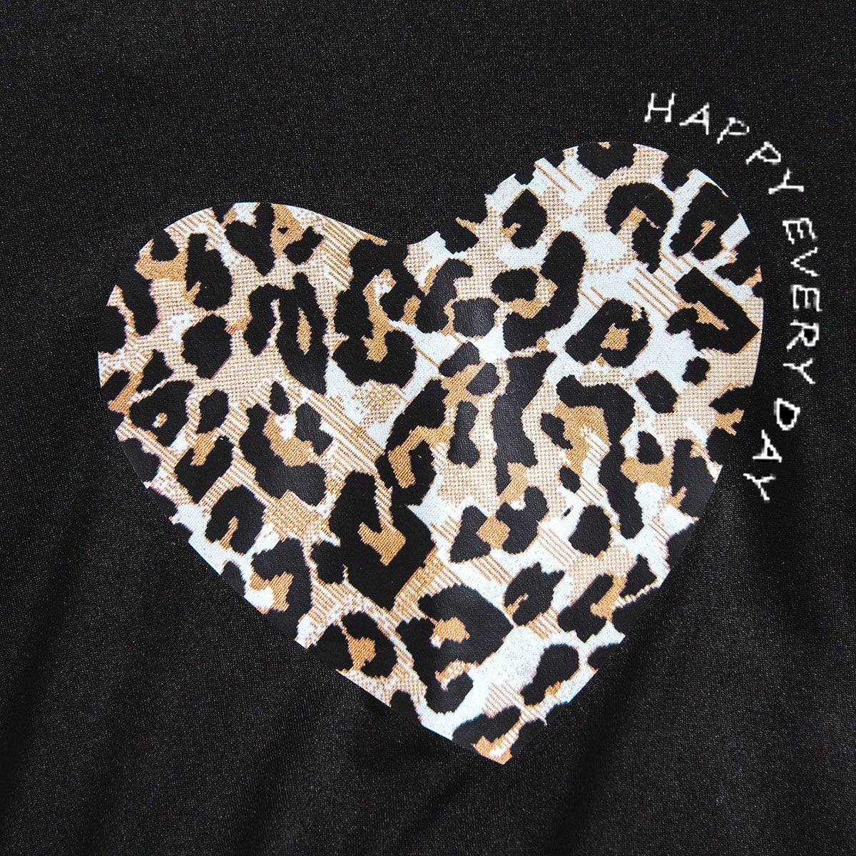 Girls Black Short Sleeves T-Shirt With Leopard Printed Legging Set 2 pc. Sets