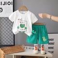 Boys White Dinosaur Graphic Short Sleeve T-Shirt With Shorts Sets 2 pc. Sets White 1-2 Y