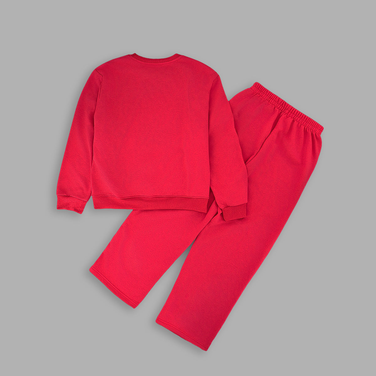 Girls Red Typographic Winter Sweatshirt With Pants Sets 2 pc. Sets