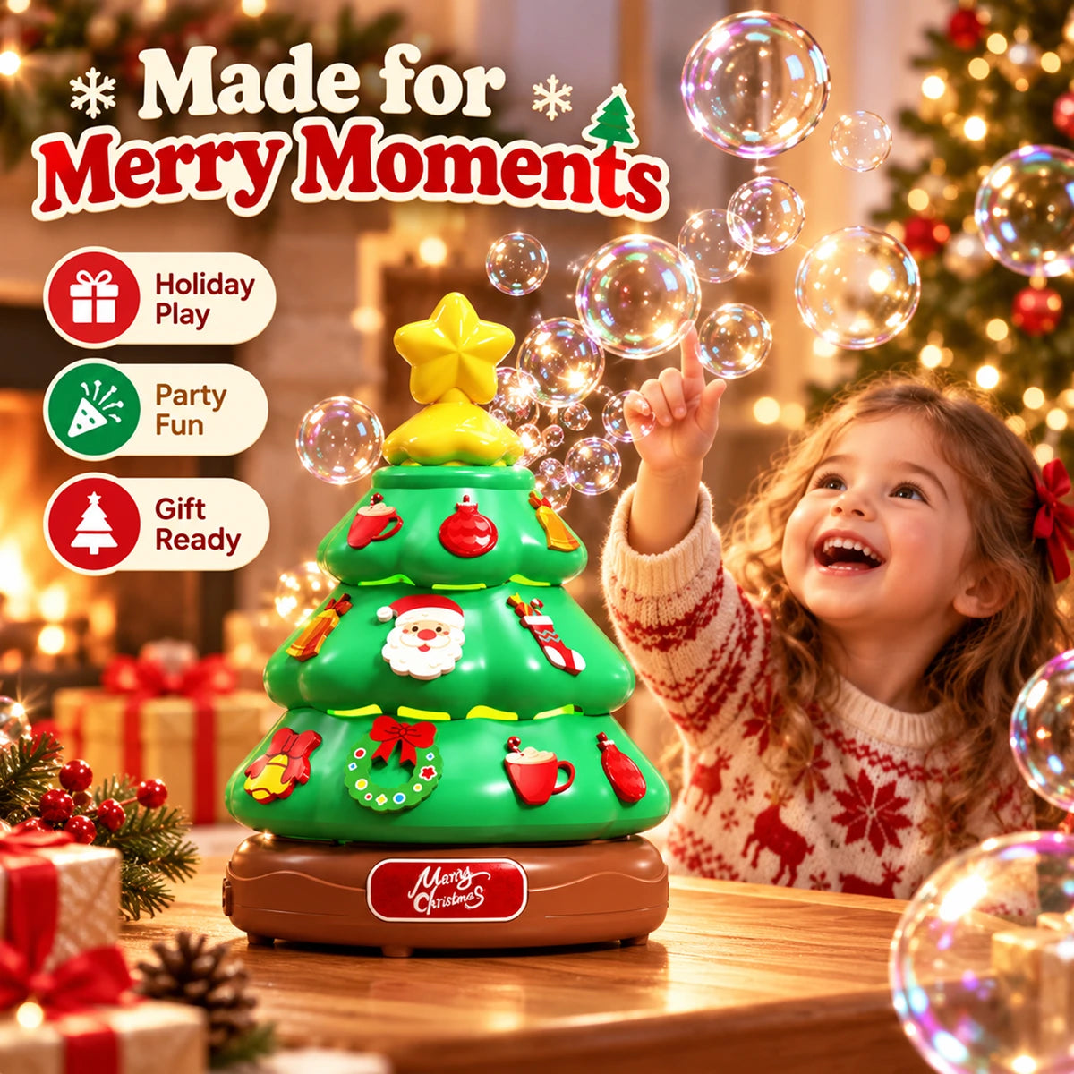 Christmas Tree Bubble Machine with Lights & Music for Kids 3 Years Plus Trending Accessories