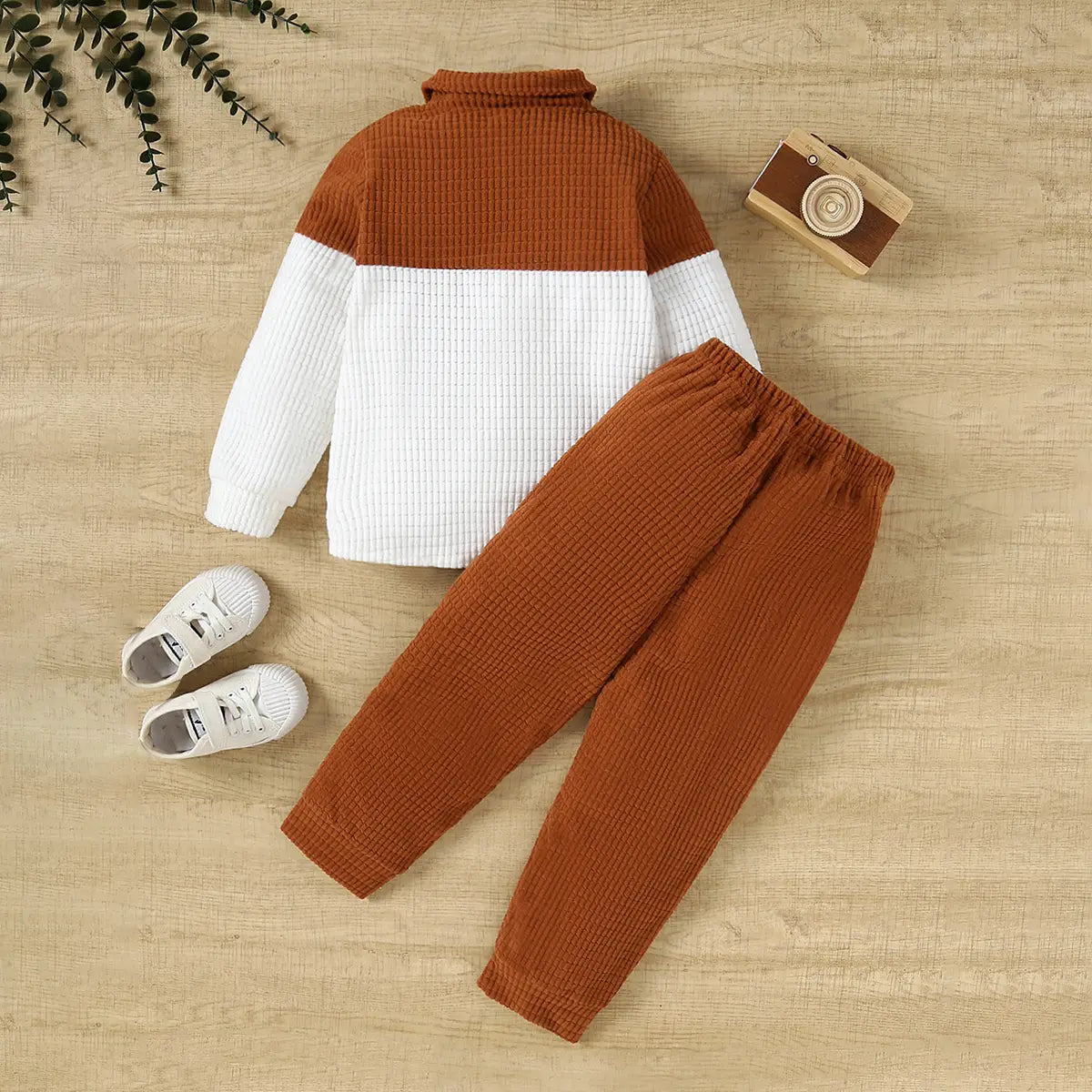 Boys Brown Corduroy Shirt With Pant Sets Sets
