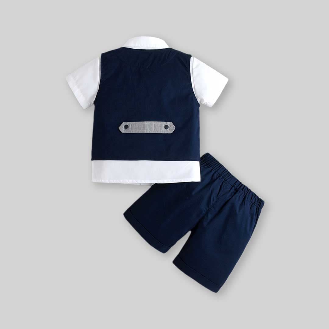 Boys Sleeveless Waistcoat With Shirt & Shorts Set 3 pc. Sets   