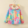 Girls Multicolor Tie -Dye Printed Front Zipper Hooded Winter Jacket Coats & Jackets Multicolor 1-2 Y