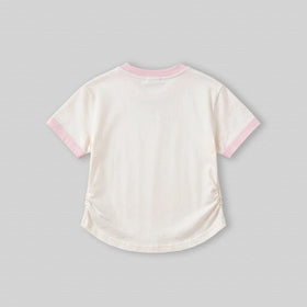 Girls Off White Short Sleeve Bunny Applique T-Shirt Tshirts