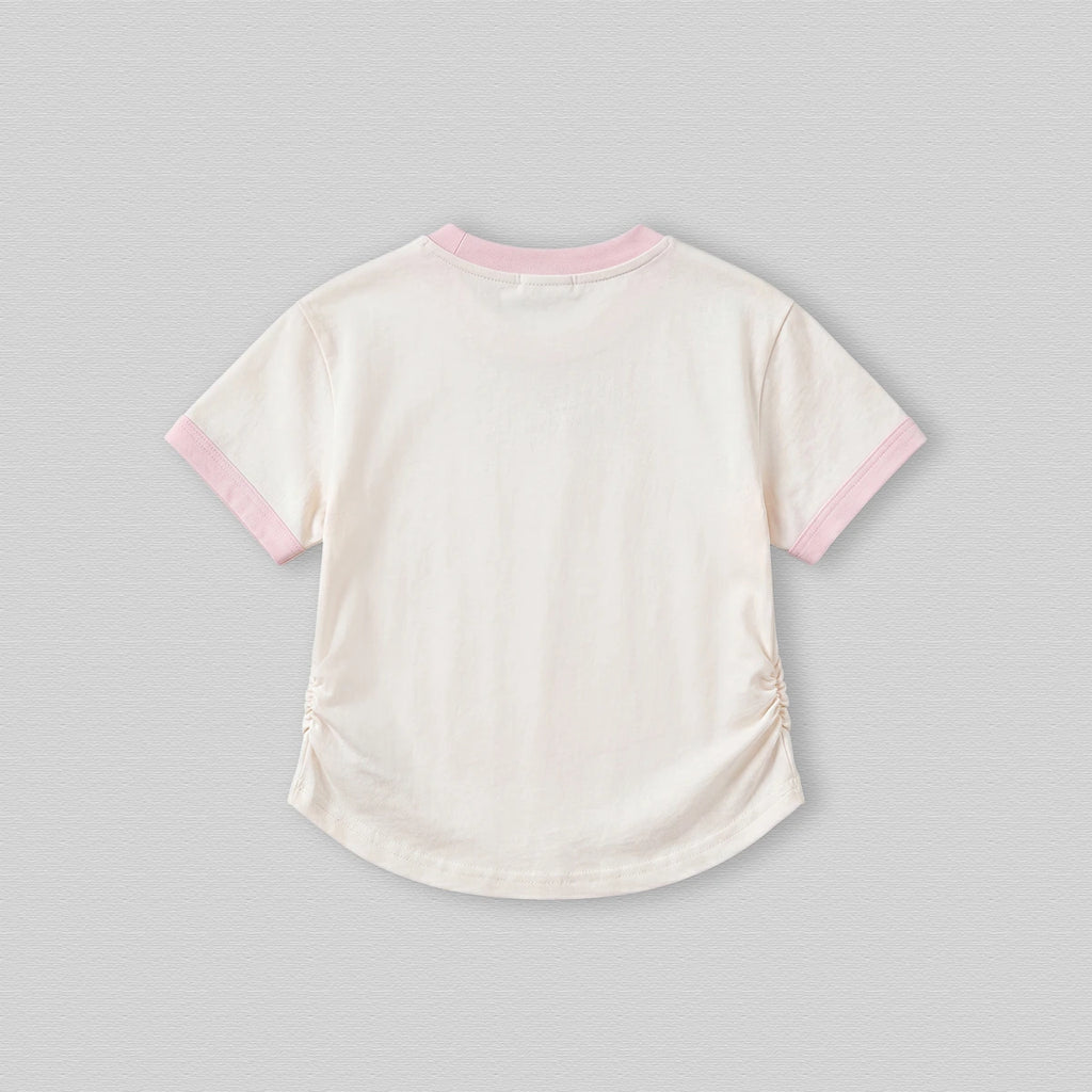 Girls Off White Short Sleeve Bunny Applique T-Shirt Tshirts