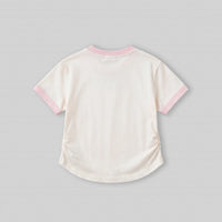 Girls Off White Short Sleeve Bunny Applique T-Shirt Tshirts