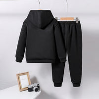 Boys Black Motorcycle Printed Hooded Sweatshirt with Joggers Set Sets